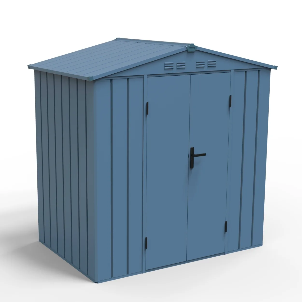 Blue metal garden storage shed