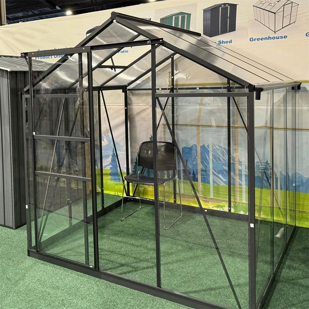Glass greenhouse interior