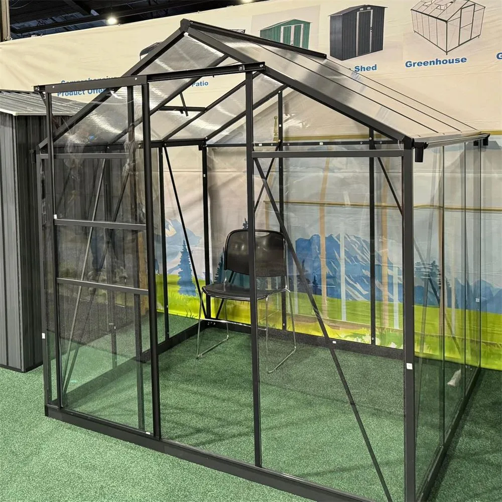 Glass greenhouse interior