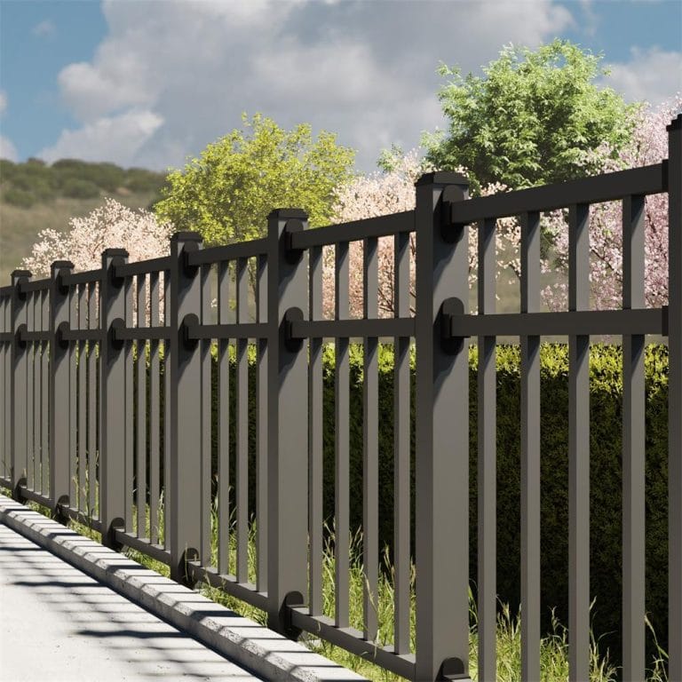 Black metal fence panels