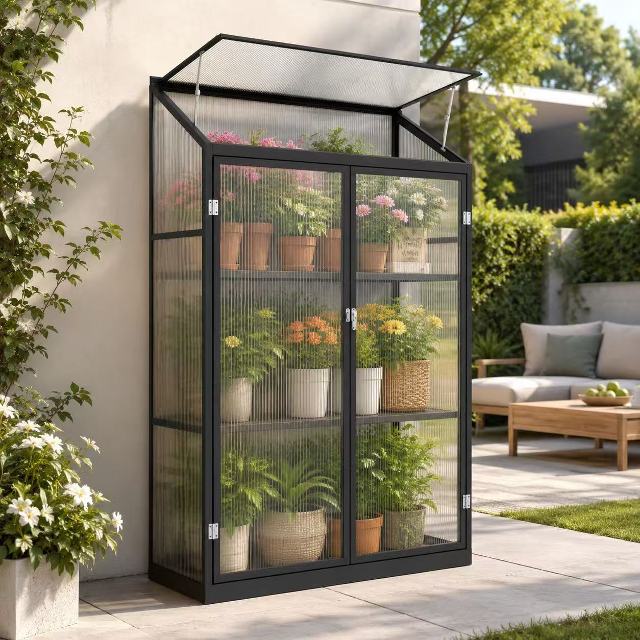 Compact polycarbonate greenhouse cabinet