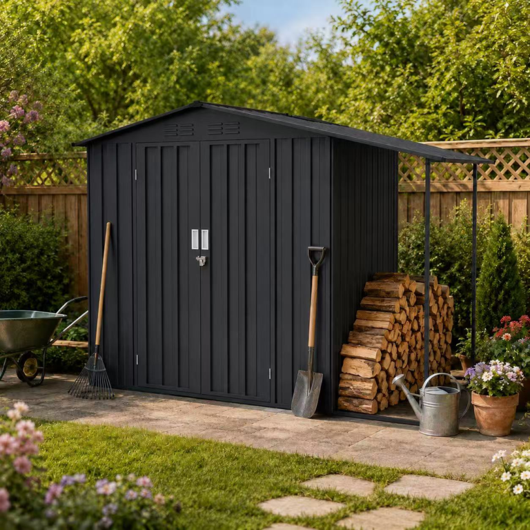 LERYOU multi-functional garden shed with a translucent plant cabinet and enclosed storage section