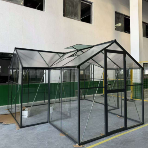 T-shape glass greenhouse with aluminum frame