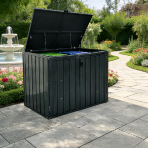 Double Wheelie Bin Storage Enclosure with Top and Front Access