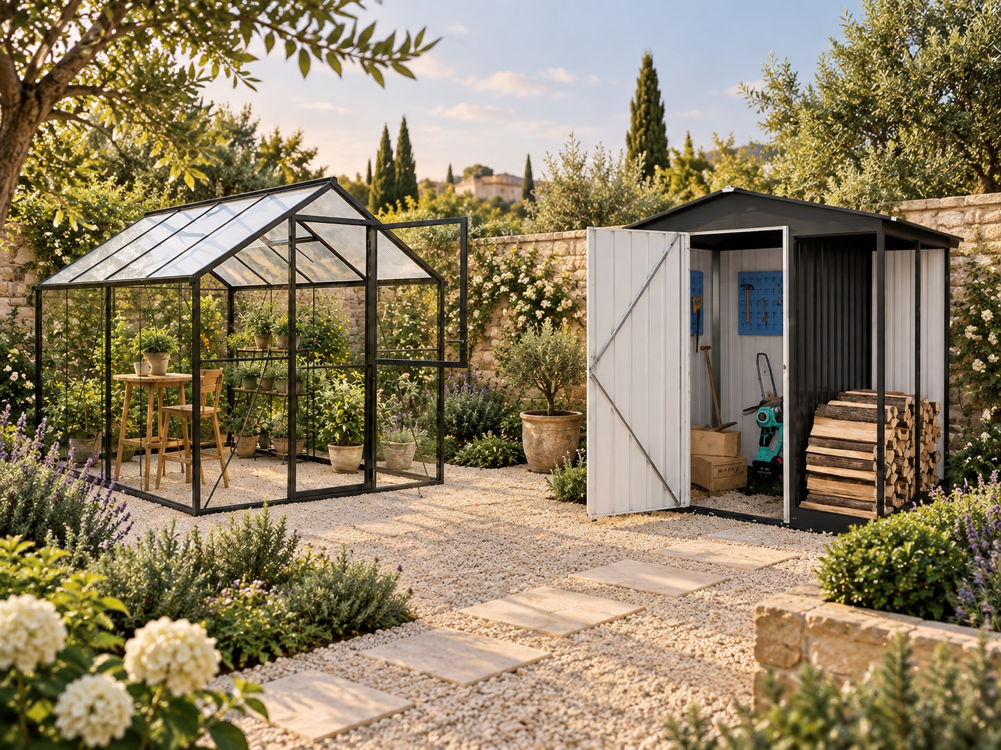 Garden shed, greenhouse and outdoor-storage range planning for French buyers