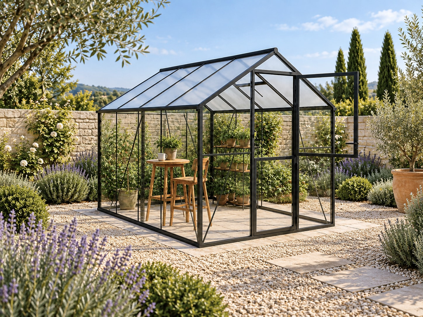 Glass greenhouse style for French garden retail planning
