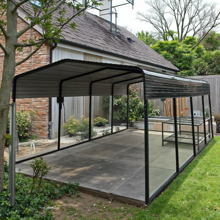 Freestanding Galvanized Steel Carport Kit with Metal Roof