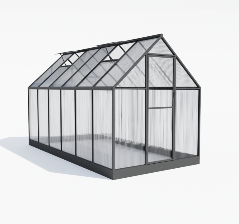 Freestanding Polycarbonate Garden Greenhouse with Hinged Door and Roof Vents