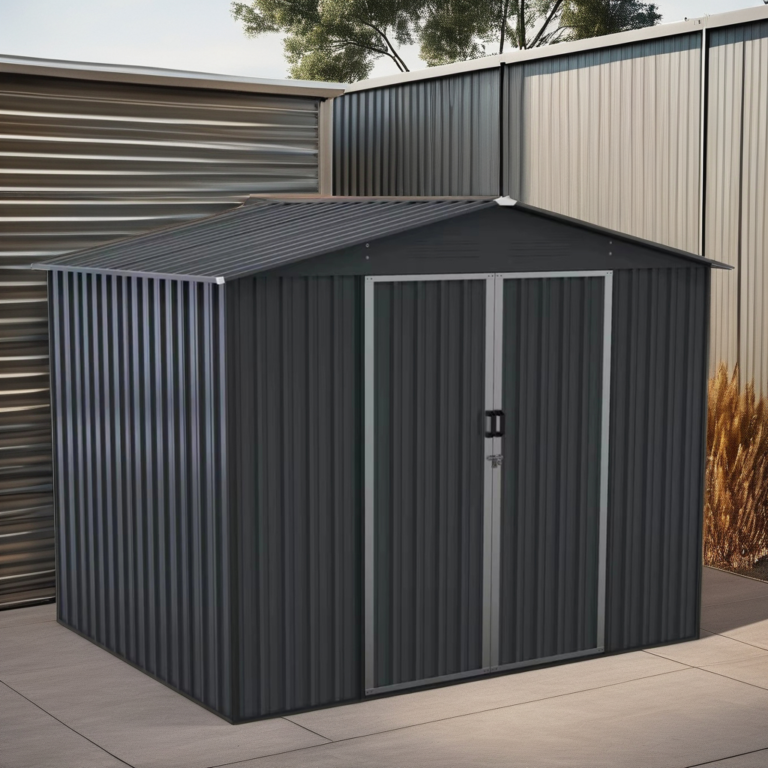 Modern Galvanized Steel Garden Storage Shed with Optional Foundation