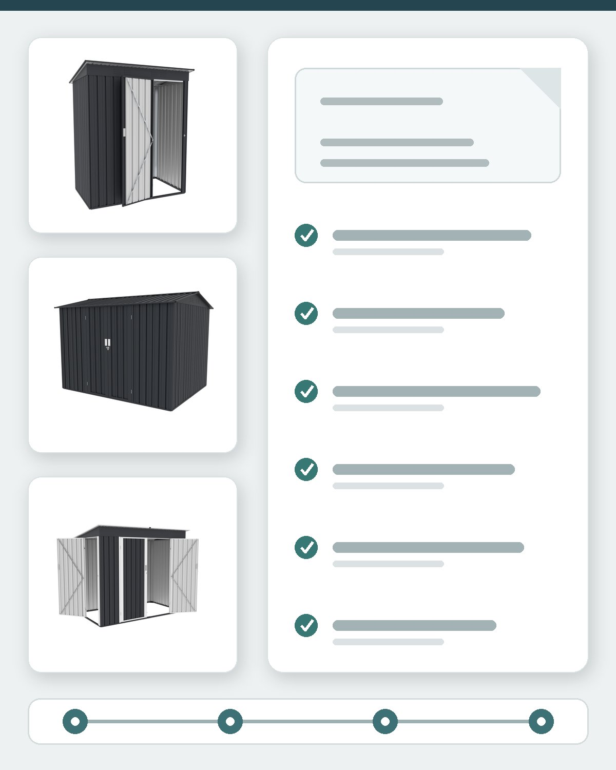 Metal shed RFQ and after-sales review using product-library visuals