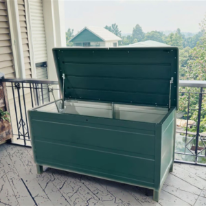 Heavy-duty metal storage box for outdoor garden and garage