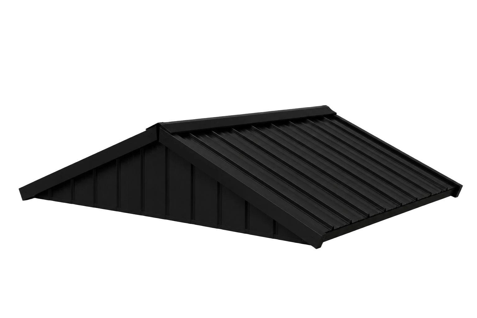 Apex roof metal garden shed showing two roof planes and a central ridge