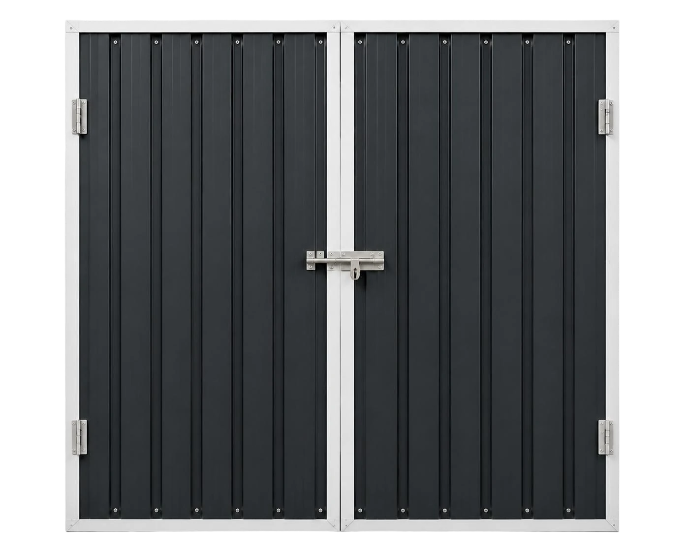 Double metal shed doors with latch