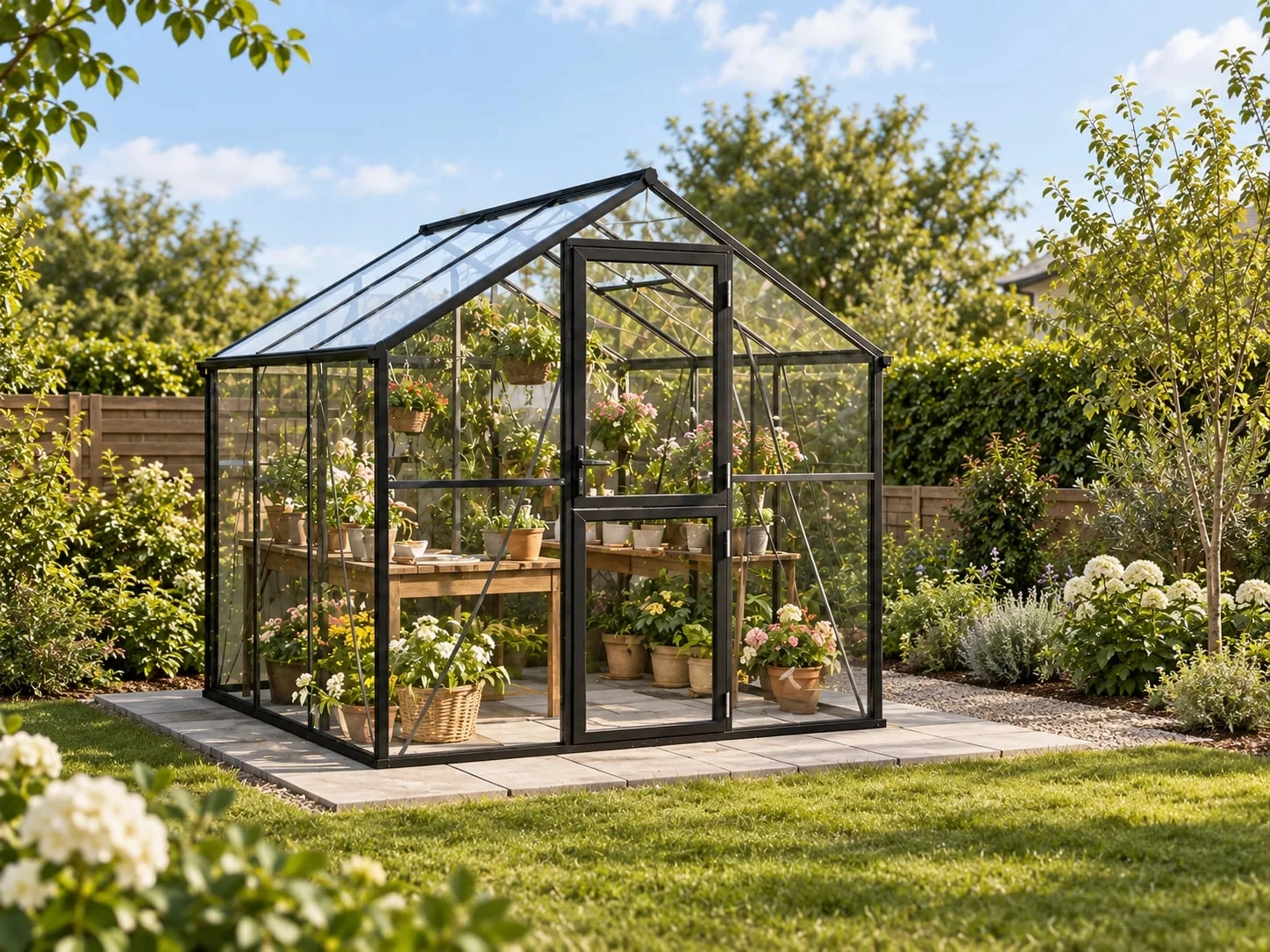 LERYOU freestanding glass greenhouse product reference rendering
