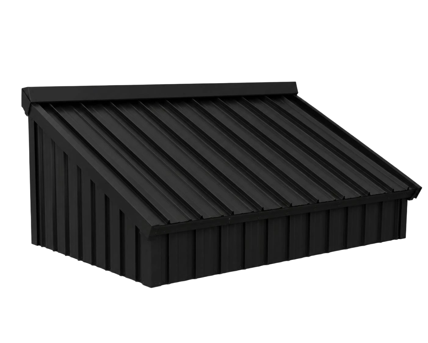 Pent roof metal garden shed showing a single-slope roof form