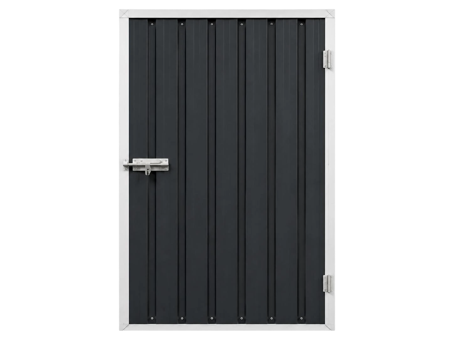 Single metal shed door with latch